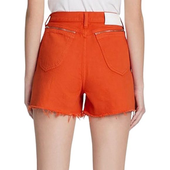 NEW $158 7 For All Mankind Easy Ruby Cutoff Jeans Shorts! 24 Koi Orange Brighter - Picture 4 of 5
